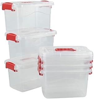 Yarebest 6-pack 5.5 L Plastic Clear Boxes, Storage Boxes with Lids