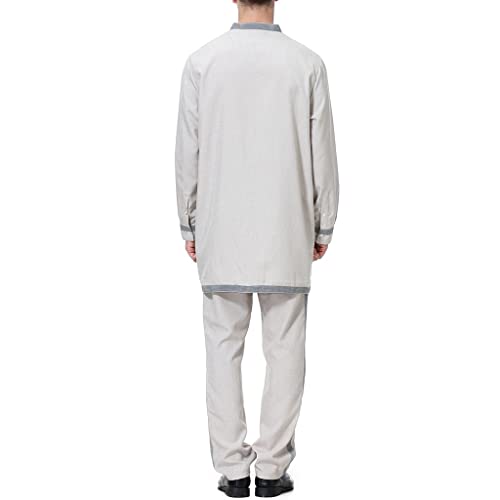Albornoz Islámica Camisa Pantalón Hombre Conjunto Ropa Musulmana Manga Larga 5