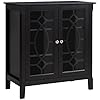 Homcom sideboard buffet cabinet kitchen storage cabinet double glass door accent cabinet with adjustable shelves espresso  urban country home decor