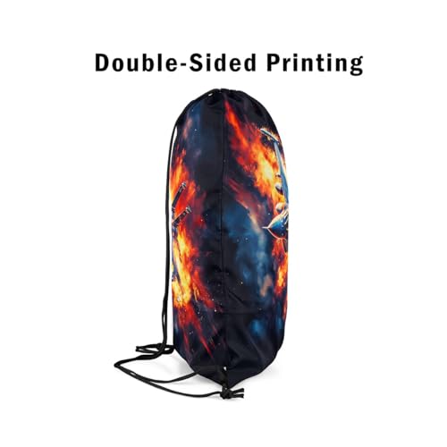 Castle Fairy Aircraft Drawstring Backpack Bags,Military 3D Airplane Gym String Sackpack Bag,Modern Fighter Plane Waterproof Cinch Bag 13"x16"4