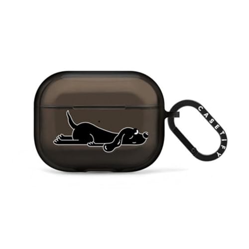 Coque AirPods Pro CASETiFY Chien Endormi Noir étui de protection antichoc avec anneau