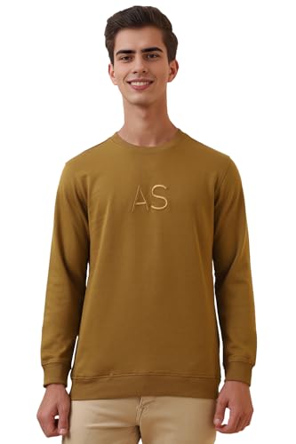 Image of Allen Solly Men's Cotton Blend Crew Neck Sweatshirt with Straight Pocket