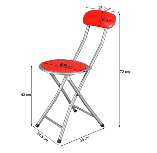 THE SECRET HOME - Pack de 1, 2, 4 y 6 Sillas Plegables de Cocina - Alto. 74 cm x Diámetro. Ø30 cm - Asiento Auxiliar para el Hogar (1, Rojo, Al. 74 cm x D. Ø30 cm) - imagen 3