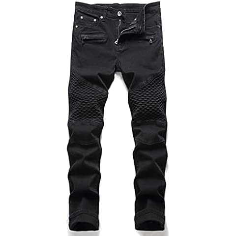 AITITIA Men's No. 15 Biker Slim Fit Flex Jeans, 1522 Black, 40 Cover
