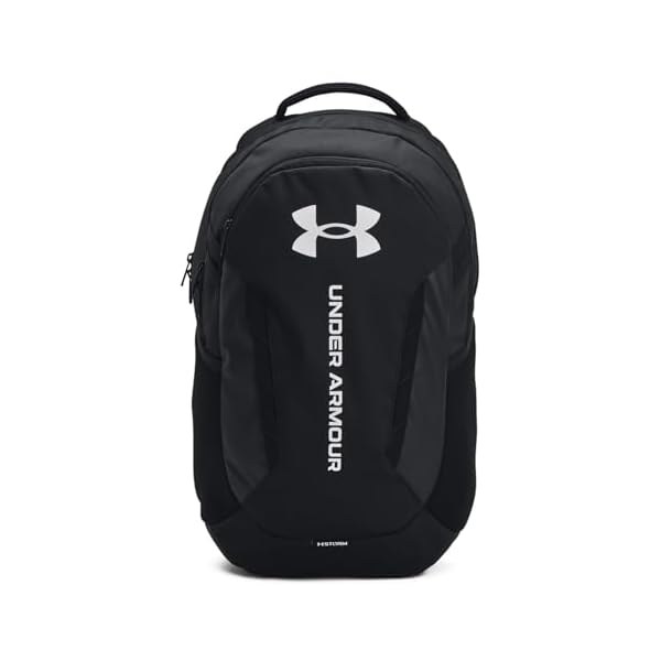 Under Armour Unisex-Adult Hustle 6.0 Backpack, (002) Black/Black/White, One Size Fits Most