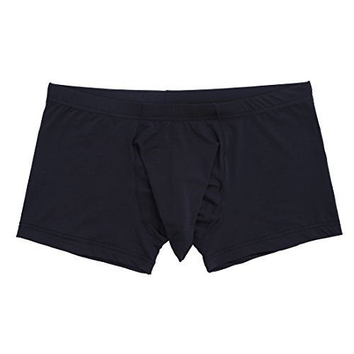 Choomomo Calzoncillos tipo bóxer para hombre, transparentes, estilo retro, de Ice Silk Trunks Bulge Pouch ropa interior, pantalones cortos sexy, lencería Negro L