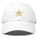 DALIX Gold Star Embroidered Dad Cap Cotton Baseball Hat Women in White