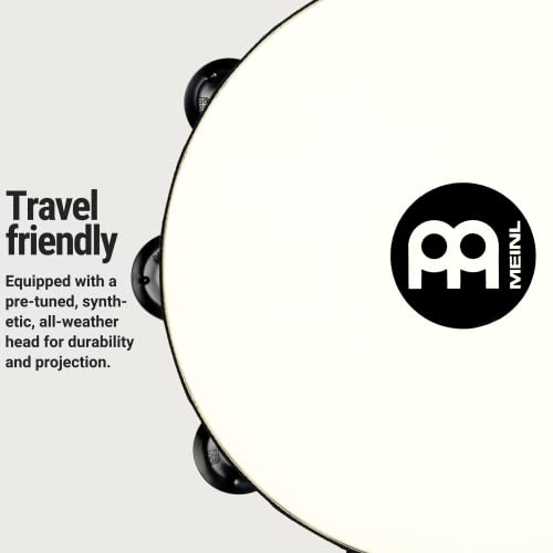 Meinl Percussion Tah1Bk-R-Tf Touring 10-Inch Wood Tambourine With Synthetic Head And Steel Jingles, 1 Row #TOP1