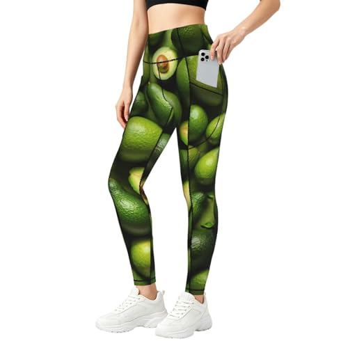 Leggings de yoga taille haute imprimé avocat pour silhouette galbée