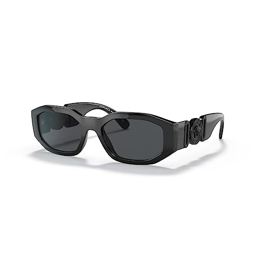 Versace Unisex Sunglasses Black Frame, Dark Grey Lenses, 53MM