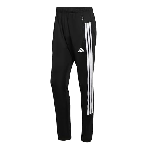 adidas Homme Workout Essentials All-Set 3-Stripes Knit Pants, Black/White, L