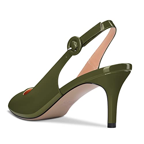 TNYNFBEB Women Mid Heel Close Pointed Toe Pumps Ankle Strap Slip-on Buckle Prom Basic Classic Cute 2.6 Inches Heels3