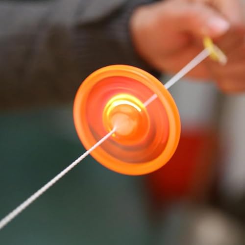 5Pcs Pull Line Flywheel,Flashing Tops,Flywheel Spinning Tops, Spinner Fidget Rainbow Lightshow Orbital Flash,Gift Pull in Wheel Colorful Glow Novelty Spinning Tops