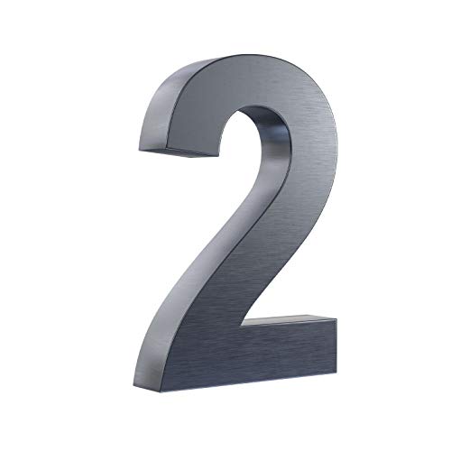 3D Hausnummer 2 Edelstahl anthrazit RAL7016 Arial Hausnummernschild Gebäudenummer Türnummer für die Montage im Außenbereich Rostfrei Witterungsbeständig Pflegeleicht Schriftart Arial