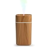 【USB充電式・2段階加湿量調節】加湿器 卓上 小型 卓上加湿器 大容量 300ML 静音 除菌 超音波式 長時間連続稼働 コンパクト 7色LEDライト コードレス ミニ 空焚きを防止 濡れ防止 次亜塩素酸水対応 持ち運び便利 自動停止機能 乾燥/花粉症対策 オフィス/寝室/子供部屋/家庭用/車用 浅い木目色