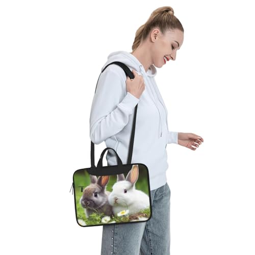 Pochette antichoc ordinateur portable motif deux petits lapins mignons