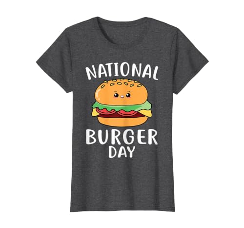 National Burger Day Hamburger Cheeseburger T-Shirt, Women, Dark Heather Grey, 3X-Large