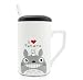 Finex Totoro 12oz Coffee Mug Cup Set with Lid and Spoon (White)