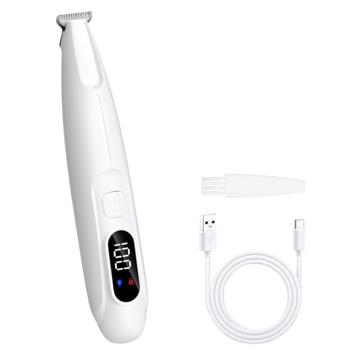 Mcbazel Silent Dog Paw Trimmer with UV & LED Light Cordless Cat Clippers for Paws Eyes Ears Face Quiet Pet Grooming Kit with Battery Display USB-C Rechargeable Electric Shaver for Small Dogs