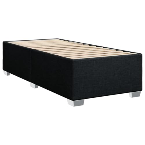 vidaXL Bettgestell, Bett mit Bettfüße Lattenrost, Polsterbett für Schlafzimmer, Einzelbett Bettrahmen, Modern, Schwarz 90x200cm Stoff