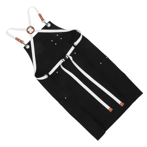 Tablier en toile épaisse noir homme avec poches et couverture maximale