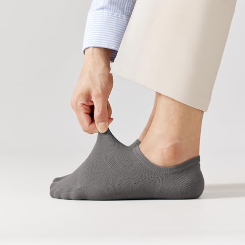 3 Pairs Men No Show Socks Invisible Low Cut Cotton Ankle Socks With Non Slip Grips 9-113
