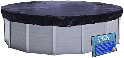 QUICK STAR Poolabdeckung Rund für 366-400 cm Pools | Planenmaß Ø 460 cm | Schwarz | Sommer & Winter Poolplane | Solar Abdeckplane 200 g/m² PE Zweifach Beschichtete Abdeckung | Sola