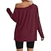 Canbebig Womens Off The Shoulder Tops Oversized Knit Shirts Casual Long Sleeve Pullover Tops Trendy Loose Fit Basic Tees