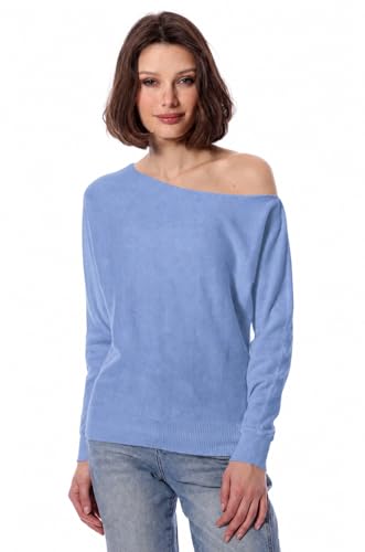 Image of Minnie Rose Womens Long Sleeve Off The Shoulder Cotton Cashmere Pull Over Sweater