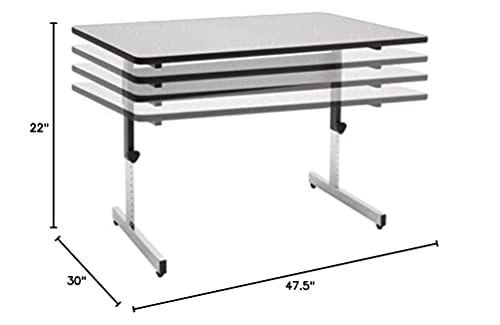 Calico Designs Adapta Height Adjustable Office, Purpose Utility Table, Sit To Stand Home Computer Desk, 22"-32" In Powder Coated Black Frame And 1", 48", Spatter Gray #TOP2