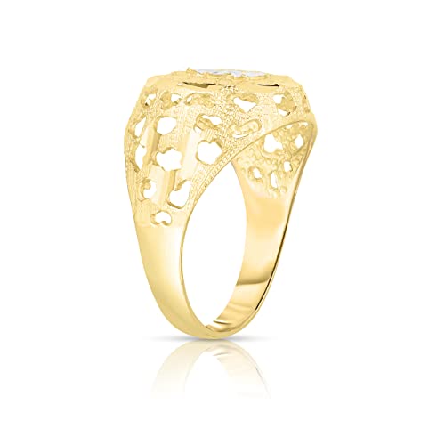 Floreo Men's 10k Two-Tone Gold Round A-Z Initial Ring3