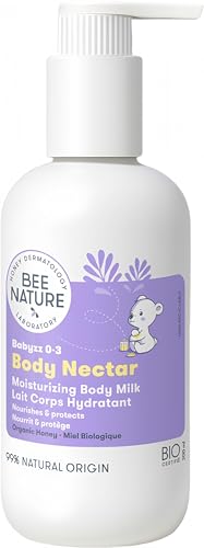 Bee Nature - Loción para el Cuerpo y el Rostro del Bebé - Miel Orgánica - Alivia las Erupciones y el Eccema - 99% Natural - Adecuada para Recién Nacidos y Niños - Piel Seca, Sensible - 200ml