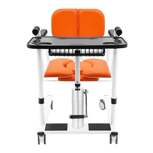 banborba Patient Lift Wheelchair, Height Adjustable Transfer Chair with 180° Split Seat & Potty, Hydraulic Aid Transfer for Home, Portable Adults Disabled Seniors Shower Chairs for Bathroom Bedside