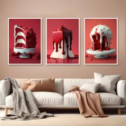 Toile gâteau Red Velvet moderne 60x90 impression déco murale pâtisserie