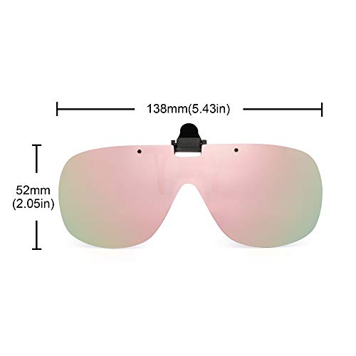 Image of JM Polarized Clip on Sunglasses Frameless Flip Up One Piece Shield Lens for Prescription Glasses