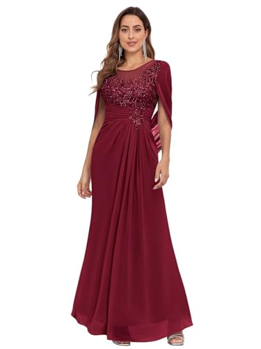 TORYEMY Cape Sleeve Mother of The Bride Dresses Mermaid Long Chiffon Lace Mother of The Groom Dresses for Wedding