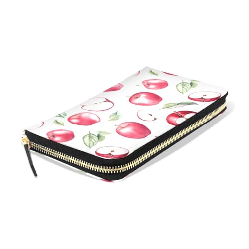 Long Wallets Leather Bifold Wallet for Women Apples Fruits with Zipper Credit Card Holder Large Capacity3