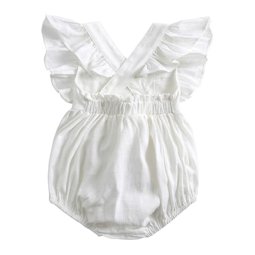RUKOSU Baby Girls Playsuits Ruffled Bodysuit Fly Sleeve Romper Newborn Cotton Linen Jumpsuit Infant Summer Clothes2