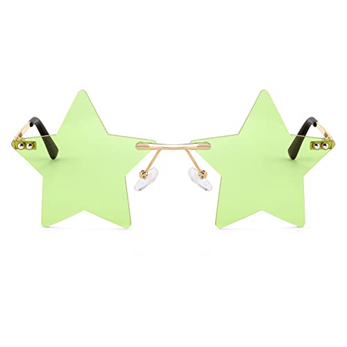 FEISEDY Rimless Star Shape Sunglasses Women Men Personality Pentagram Party Glasses Trendy Color Eyewear B2833