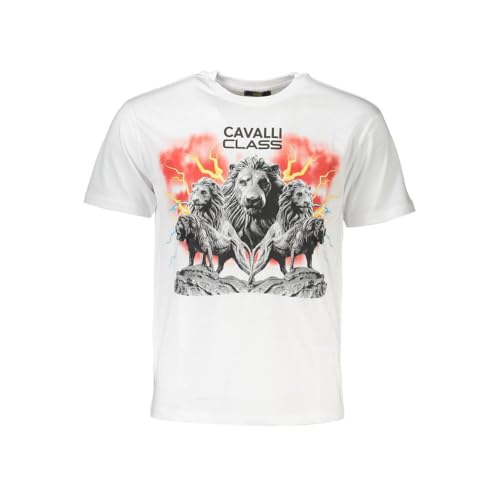 T-shirt blanc homme élégant Cavalli Class idéal pour vos soirées d'été