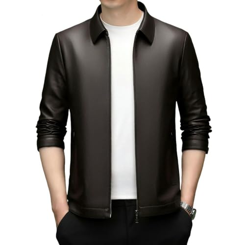 Veste homme cuir synthétique hiver chaud blouson automne à revers