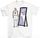 Generic Derrick White Mirror GOAT Boston Basketball T-Shirt (US, Alpha, X-Large, Regular, Regular, White)