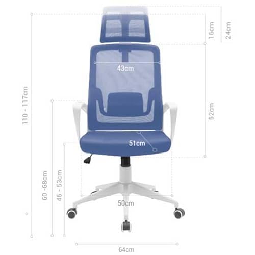 MGC-ERGOLITE, Sedia Gaming Ergonomica, Schienale Mesh Traspirante, Poggiatesta e Supporto Lombare Aggiustabili, Altezza Regolabile e Sedile Cuscinoso, Pistone Gas Classe 3, Acciaio, Blu - Sedia gaming - Immagine 1