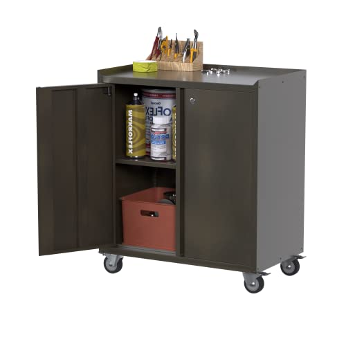 Gangmei Mobile Garage Chest Great For Tools And Supplies, Convenient Durable Metal Garage Storage Cabinet With 2 Doors Adjustable Shelves Lockable File Cabinet, Tool Cabinets For Home, Office(Retro) #TOP16