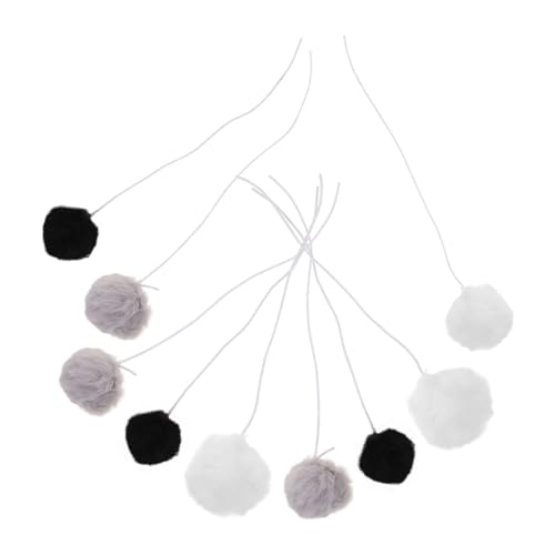 CIYODO 9個 猫 ボール おもちゃ ロープ付き パフ ボール ぬいぐるみ ボール おもちゃ 猫 おもちゃ ボール インタラクティブ 猫 ボール おもちゃ ティーザー ボール 猫 スプリング