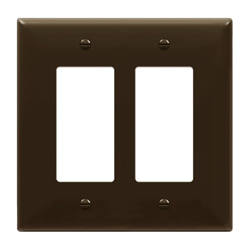 Image of ENERLITES 2-Gang Brown Mid-Size Decorator Switch Outlet Wall Plate Cover