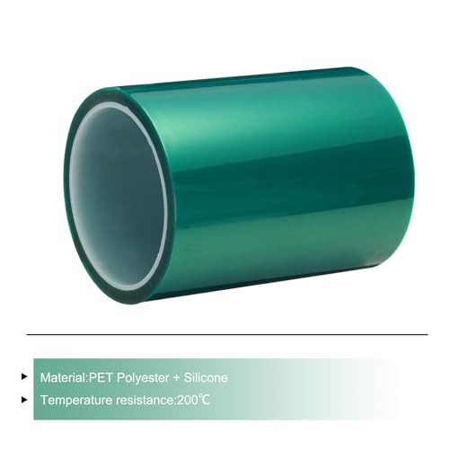 Image of MECCANIXITY Resin Tape Silicone Adhesive Tape High Temperature Resistance Easy Peeling Polyester for Epoxy Resin,River Tables,Craft,Remove Residue 5 Inch Wide 108FT Long(Green),Pack of 1