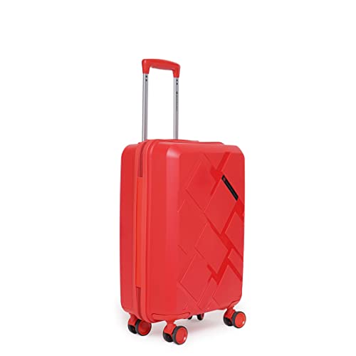 Image of SWISS MILITARY Star Luggage Bag, Textured Hard-Sided Trolley Bag, Cabin Luggage, Overnighter Trolley Bags|Durable ABS Body, Ergonomic 360 Rotatable Wheels, TSA Lock, 20 inches, Red, 1