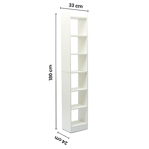 Image of Green Soul Alba 7 Shelves Engineered Wood Book Shelf | Multipurpose Wooden Bookshelf for Home, Bedroom, Living Room, Study Room, Kids Room | Organizer | Storage | 3 Year Warranty (Frosty White)