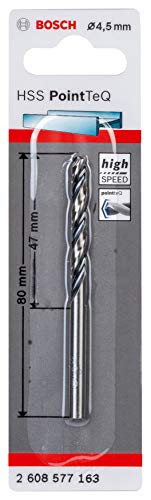 Bosch Professional 1x HSS Spiralbohrer PointTeQ (für Metall, 4,5 x 47 x 80 mm, Zubehör Bohrschrauber) – Ansicht 1